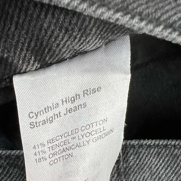 REFORMATION Cynthia High Rise Straight Jeans Lagoon Destroyed Black Denim - Picture 10 of 13